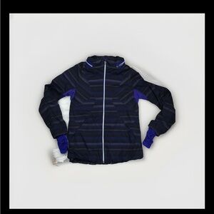 Lululemon Run Hustle Jacket Hoodie Size 6 Wish Blue Poncho Stripe Reflective